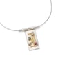 Mia by Fedha - etched pendant with Keum Boo detail and gemstones on omega chain