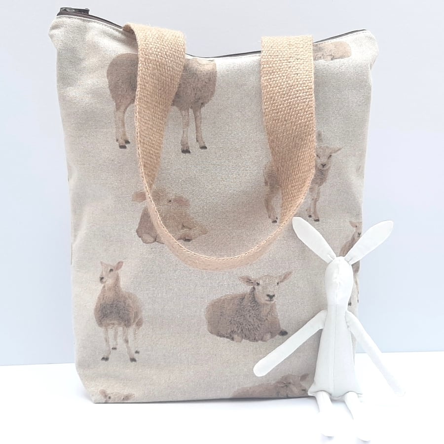 Tote bag - sheep - zipped
