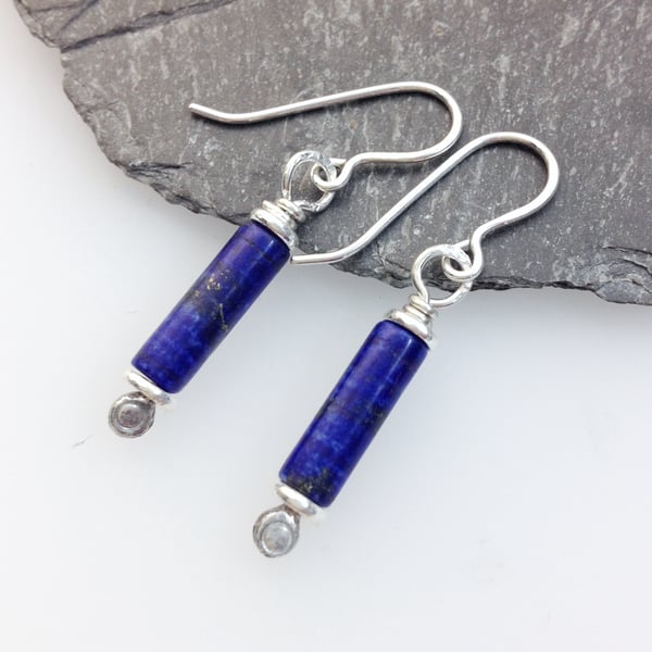 Scrolls lapis lazuli and silver earrings