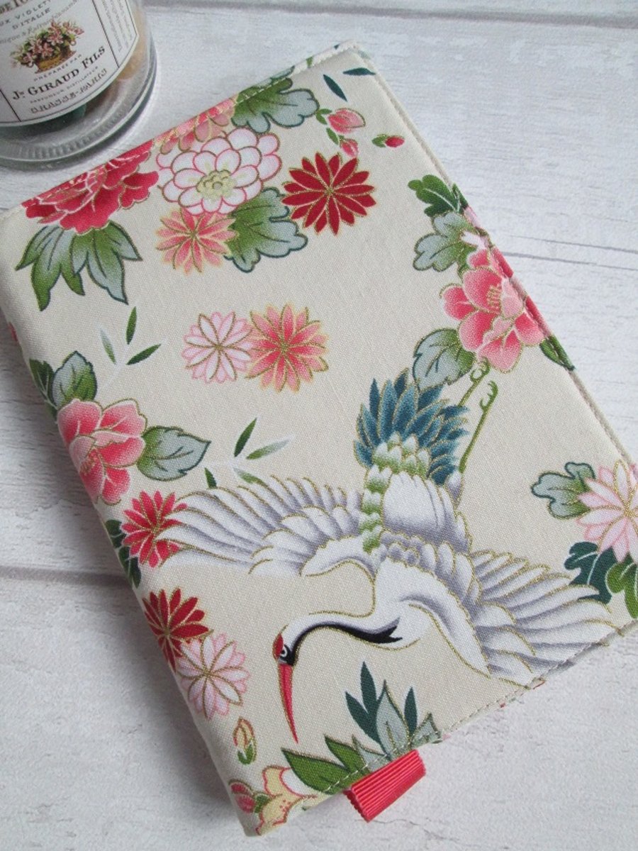 A6 Crane & Flowers Reusable Notebook or Diary Cover