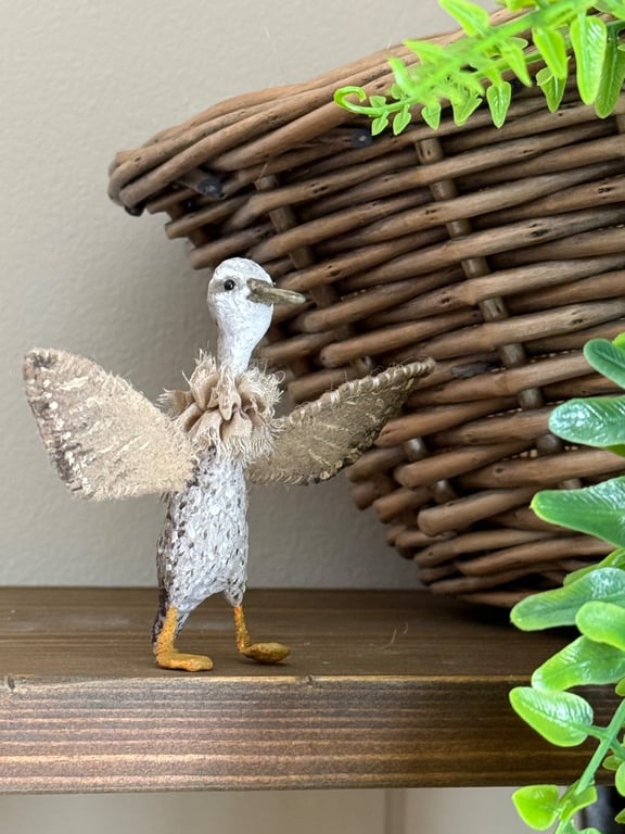 Speckled Indian Runner Duck Spun Cotton Miniature Art Doll