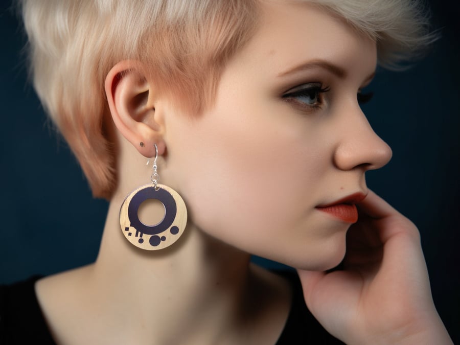 Geometric Vinyl Record Earrings: Unique Gift for Music Producers