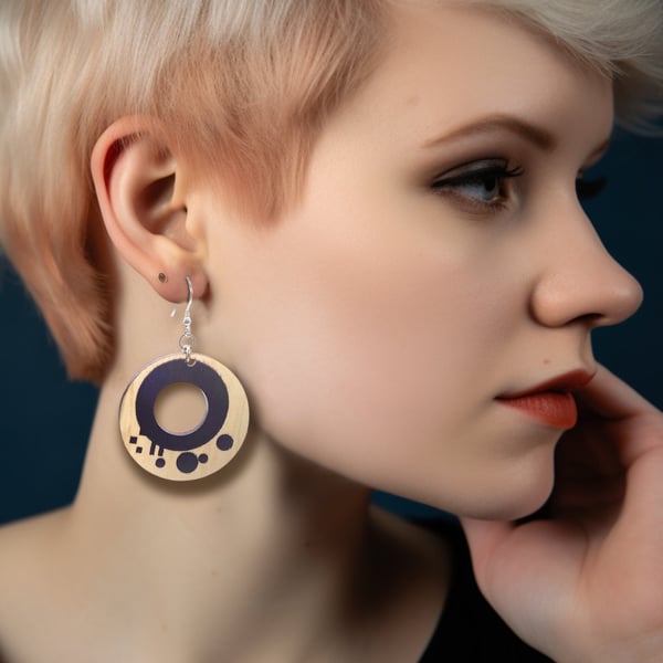 Geometric Vinyl Record Earrings: Unique Gift for Music Producers