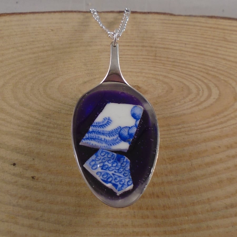 Upcycled Silver Plated Broken China Spoon Necklace SPN102214