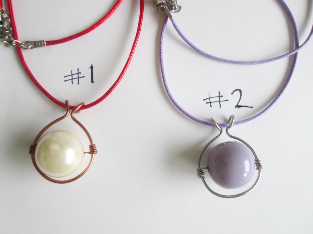 White or Purple Bead Necklace. Copper or Stainless Steel wrapped