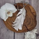 Real feather preserved in silver, pendant necklace