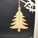 Christmas tree decoration, wooden, with ribbon