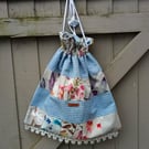 Patchwork lined drawstring bag, drawstring bag