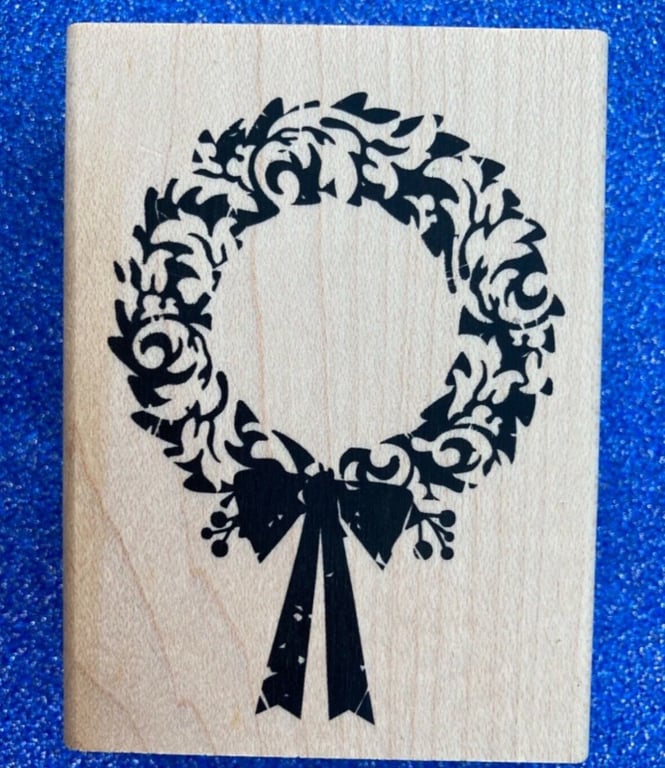 Inkadinkado Ornate Wreath Rubber Stamp 5.5x7.5cm Christmas Wood Mounted (98264DD