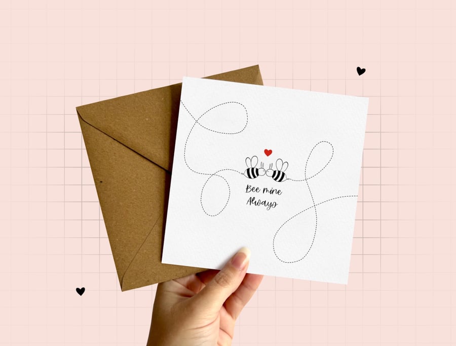 Bumblebee Love Greeting Card, Bee Mine Always, Valentine's Day, Bumblebee Gifts.