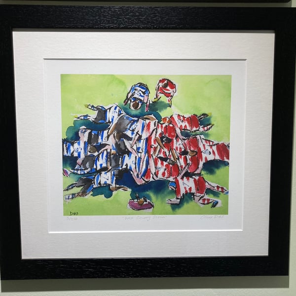 West Country Scrum – limited edition print, framed