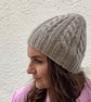 BEANIE HAT .' Towpath' . Luxurious baby Alpaca, Merino wool. Cabled . Beige.  - Image 4