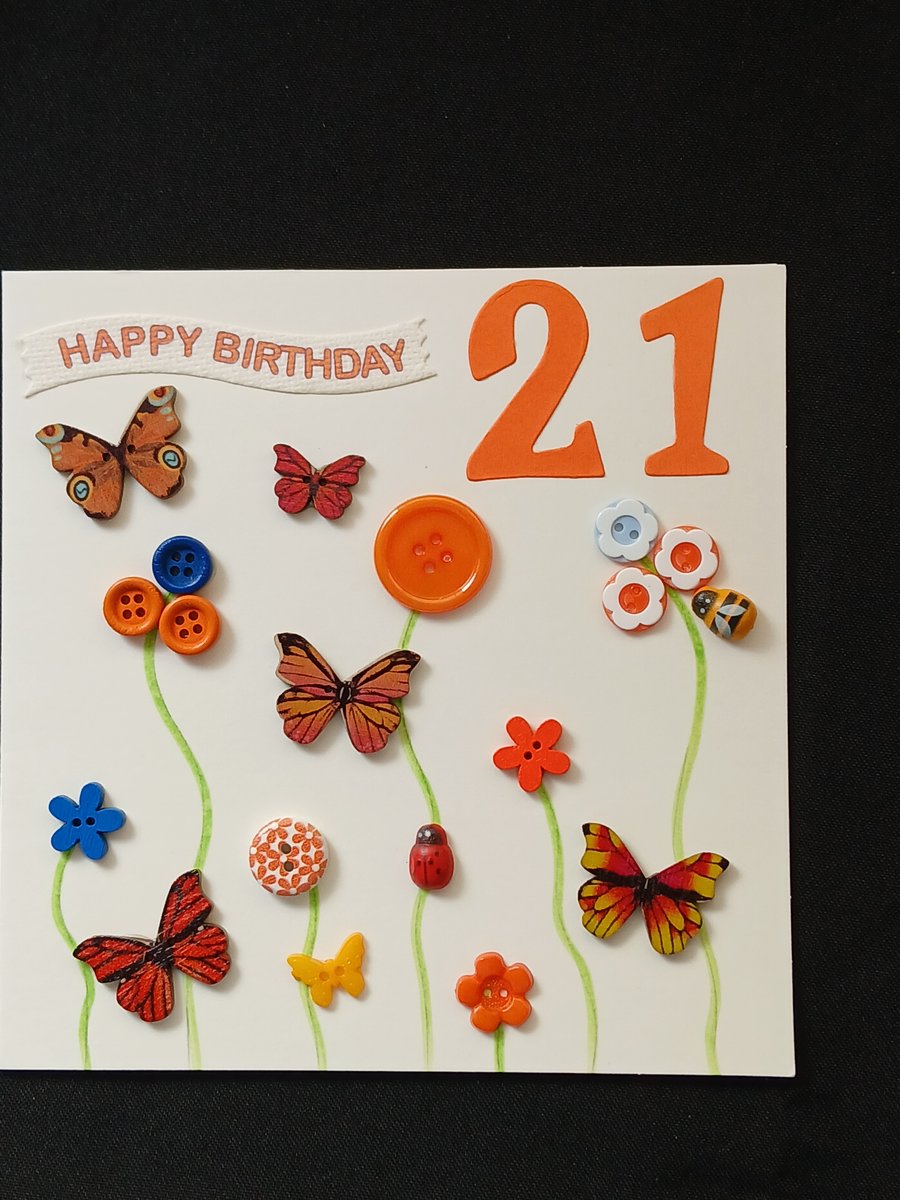 Handmade 21st birthday card 