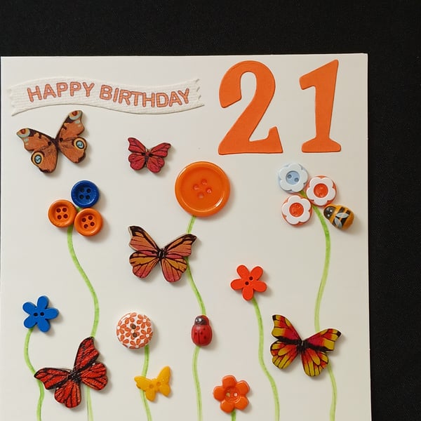 Handmade 21st birthday card 