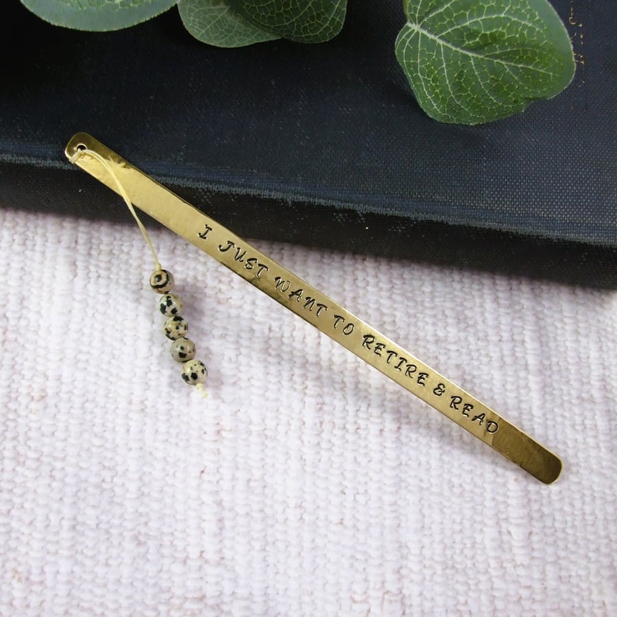 Bookmark, Stamped Brass and Sesame Jasper Bookmark