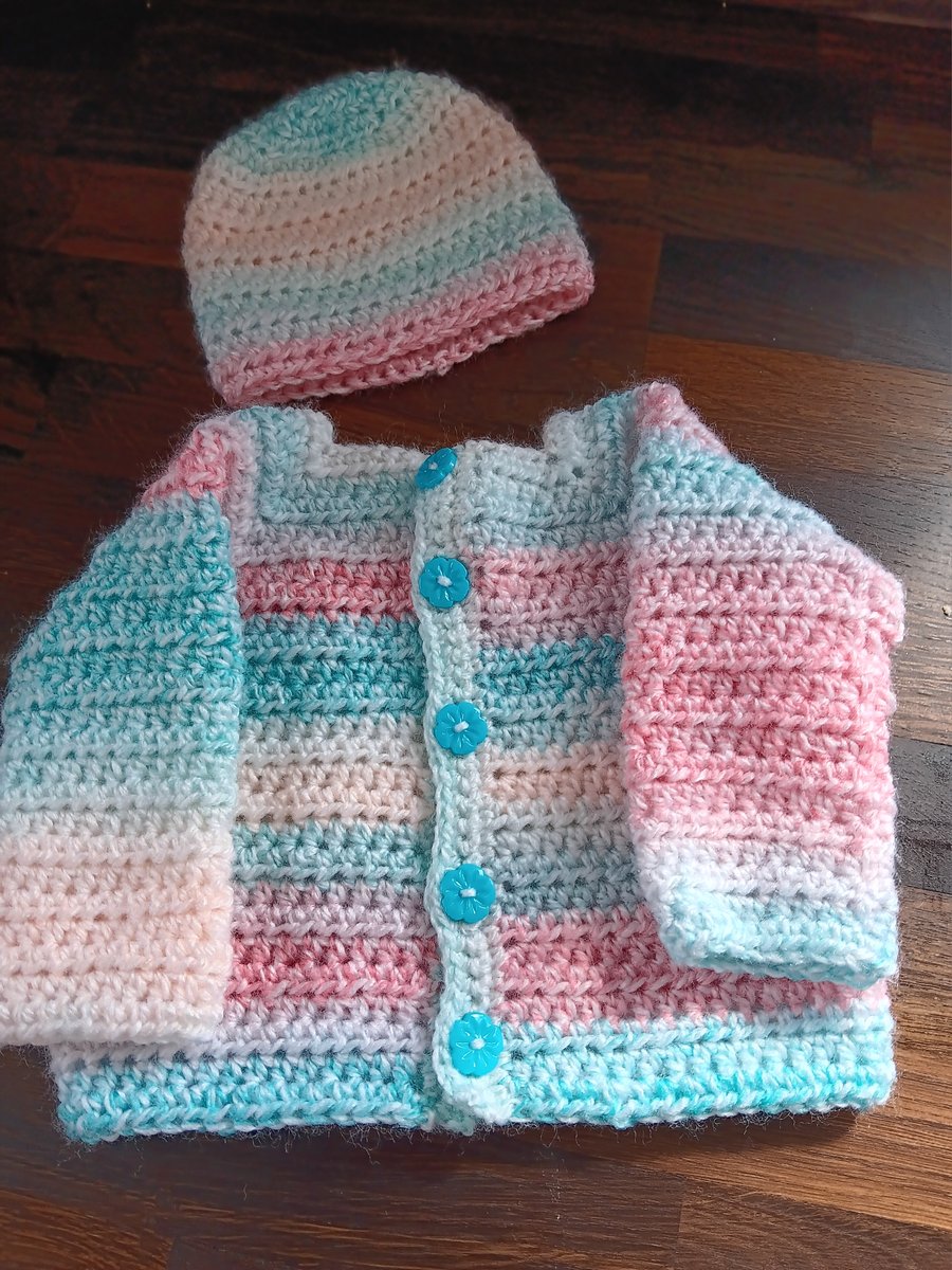 Crochet Newborn Cardigan and Hat Set