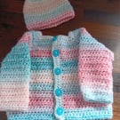 Crochet Newborn Cardigan and Hat Set