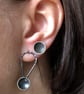 Oxidised silver spoon earrings with hammered detail - long stud silver earrings. - Image 2