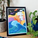 Goldfish Ship A4 Art Print