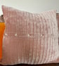 Pink Velvet Cushion . Pink Cushion with Pearl Buttons or Silver Buttons