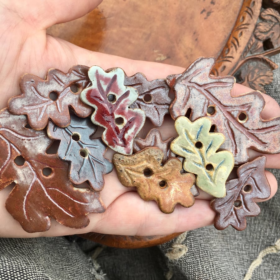 Ceramic Buttons, Leafy Autumn