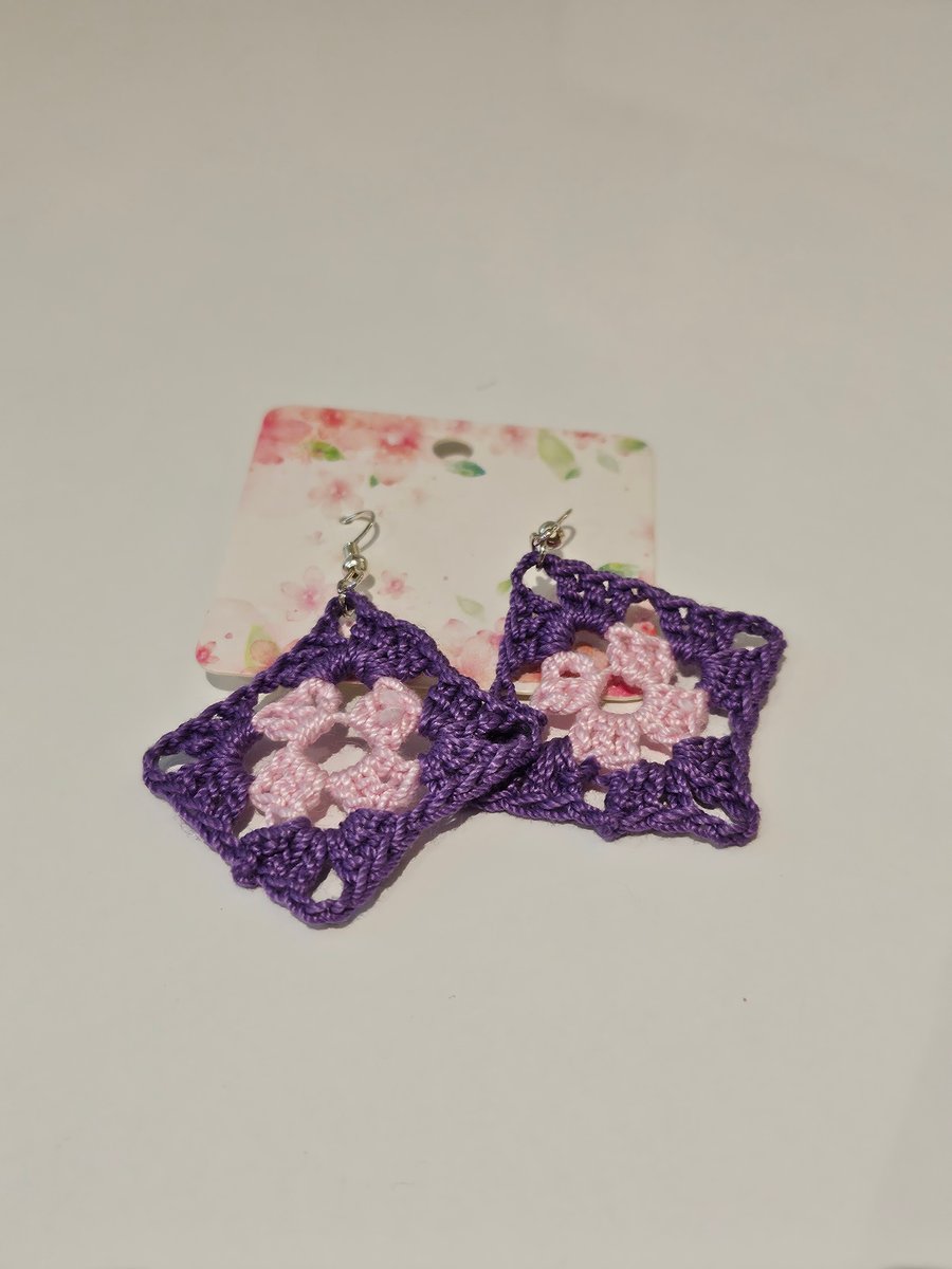 Granny Square Dangle Earring