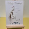 Sailing Yacht Hand Embroidered Birthday Card.