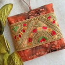 A pretty batik lavender bag with embroidered trim, scented gift, 