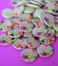 Wooden Multicoloured Retro Check Patchwork Buttons 10pk 20mm (MN1) - Image 1