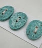 3 Medium Oval Eggshell Blue Leaf Pattern Ceramic Buttons - Image 4