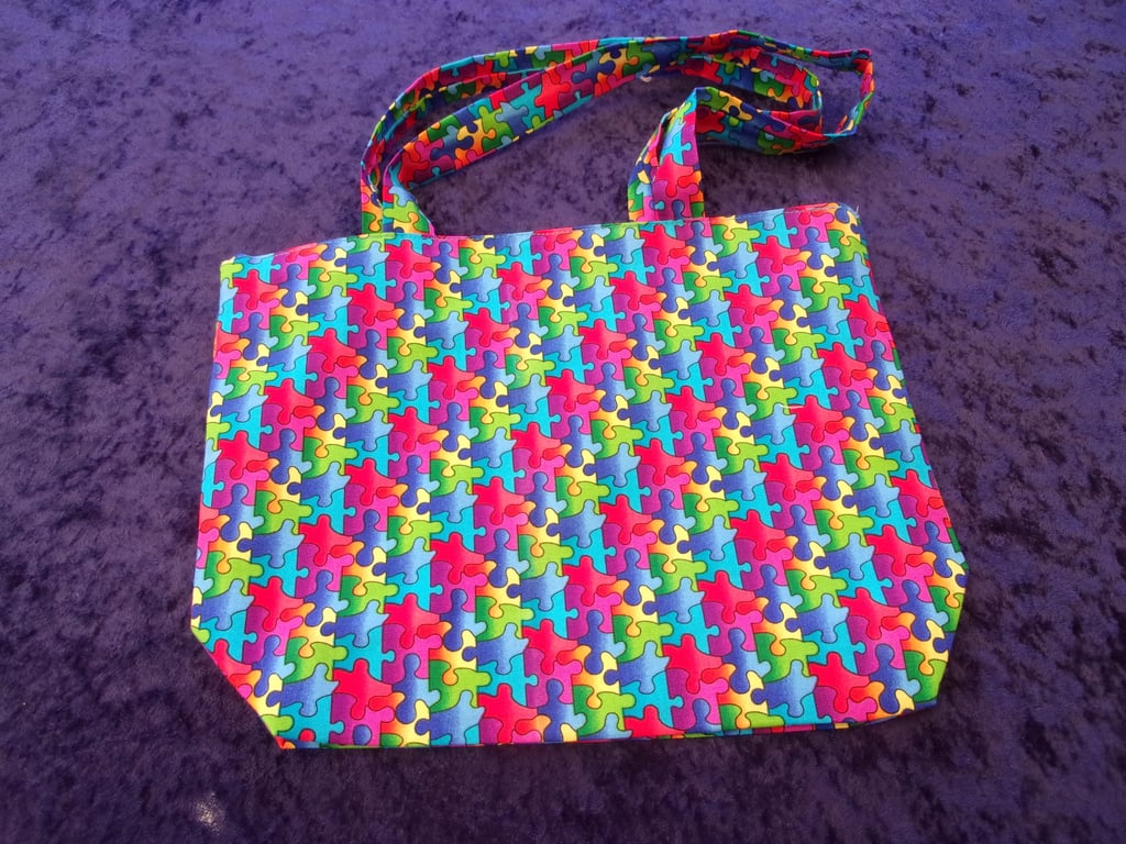 Jigsaw Pieces Colourful Fabric Bag