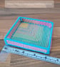 Desk tray for small items - multicoloured rainbow pattern with blue edge - Image 4