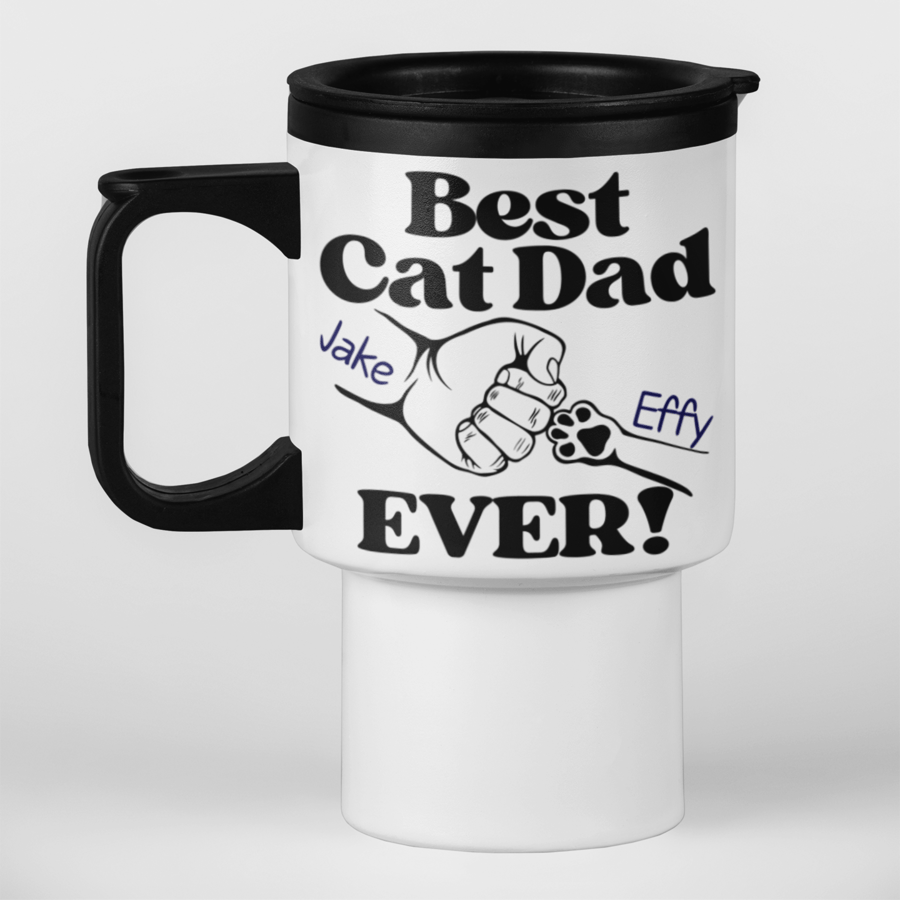 Personalised Best CAT DAD Travel Mug - Personalised travel mug Gift present
