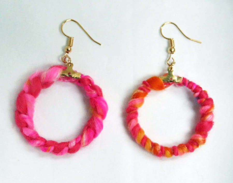 Pink and Orange Circle Earrings