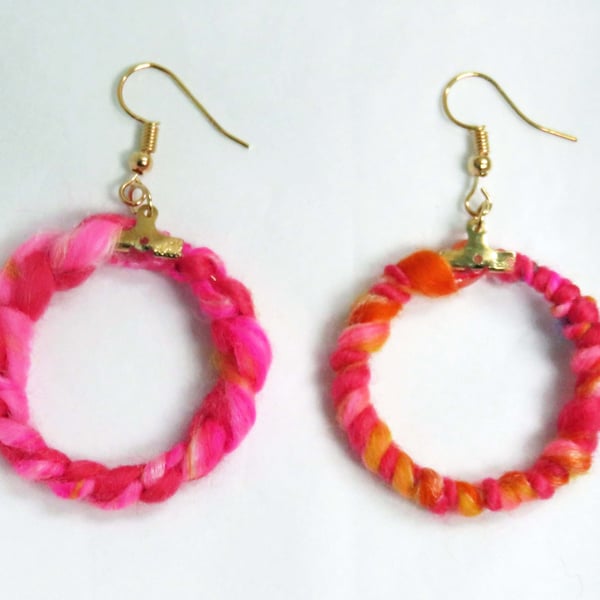 Pink and Orange Circle Earrings