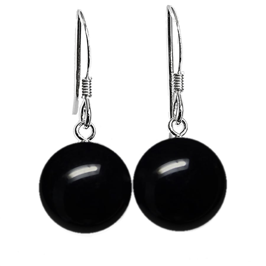 Onyx and Sterling Silver Drop Earrings