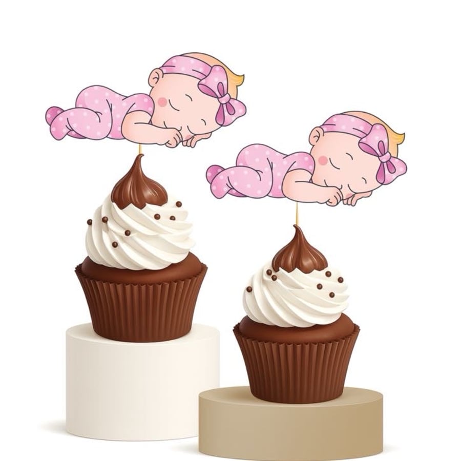 Baby Girl Kiddush Cupcake Toppers 15pk for Simchas and Naming Celebrations