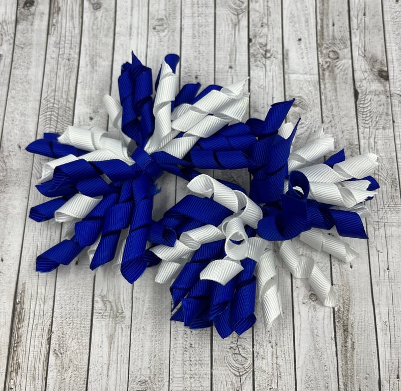 3 inch Cobalt Blue and White Curly Corkers on Clips (pair)