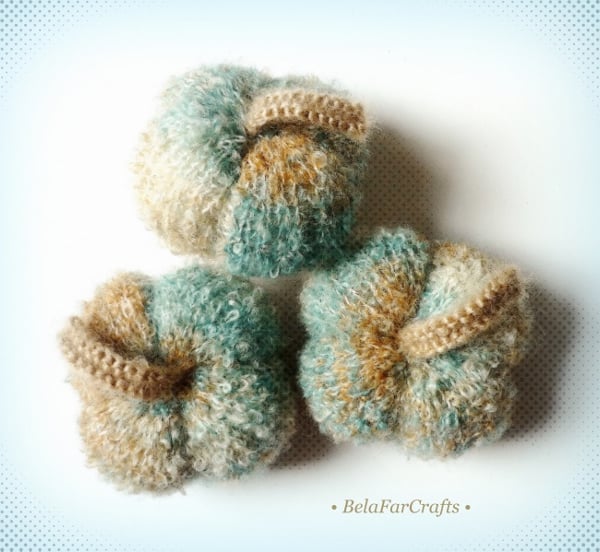 Knitted fuzzy pumpkin - Blue Christmas - Winter home decor