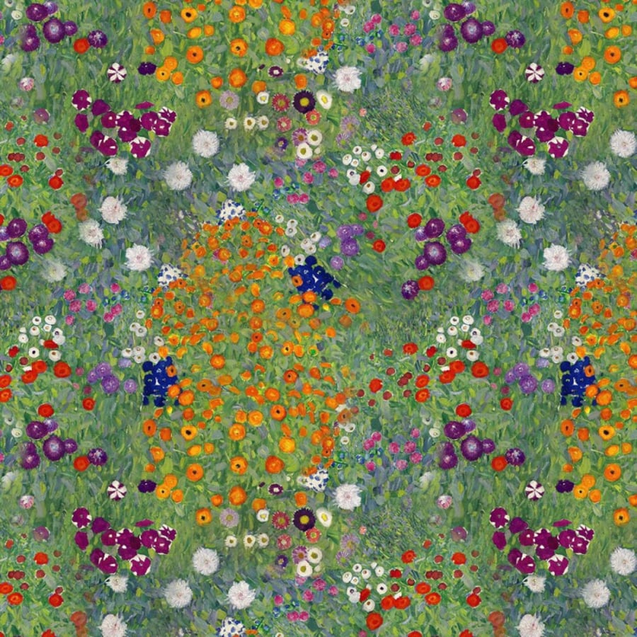 Klimt Water Resistant Tablecloth.  145cm ROUND  Flower Garden