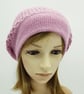 Handmade pale pink beret for women, knitted alpaca beanie hat - Image 2