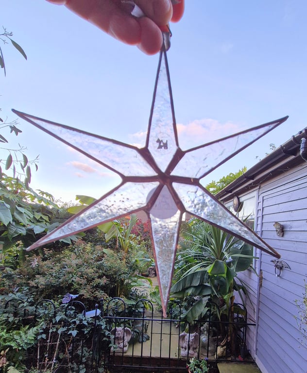 Handmade Stained Glass Six-Pointed Star Christmas Suncatcher