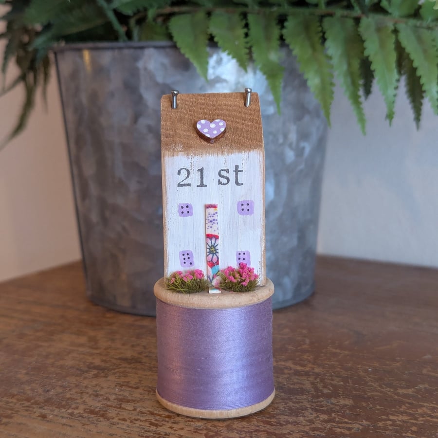 Vintage Bobbin and Handmade Tiny Oak 21st Birthday Gift - Folksy