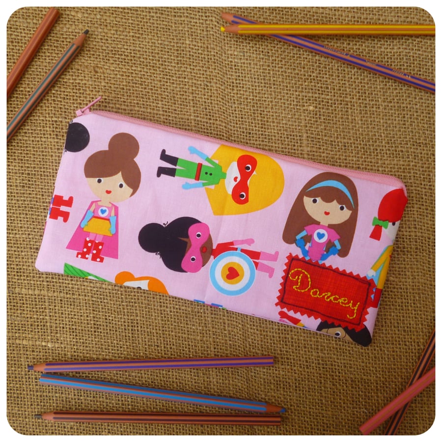 Personalised Super Girl Pencil Case (SKU00250)