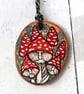 Fungi sprites. Pyrography whimsical hanging disc, personalisable. - Image 2