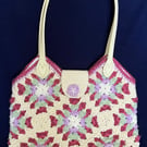 Granny square tote bag cream – magnetic tab top closing