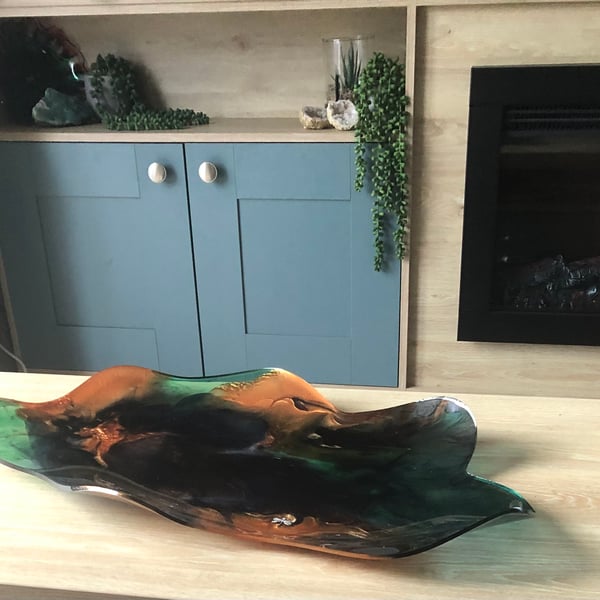 Clouds of Bronze & Green Platter