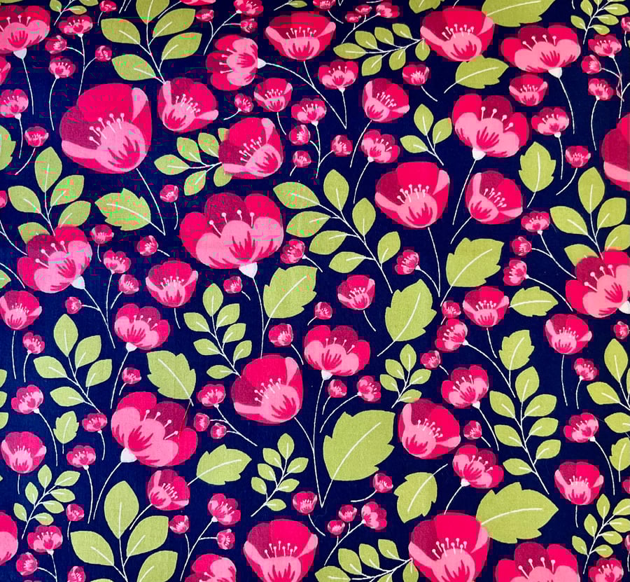 Navy and Pink Floral Fat Quarter 