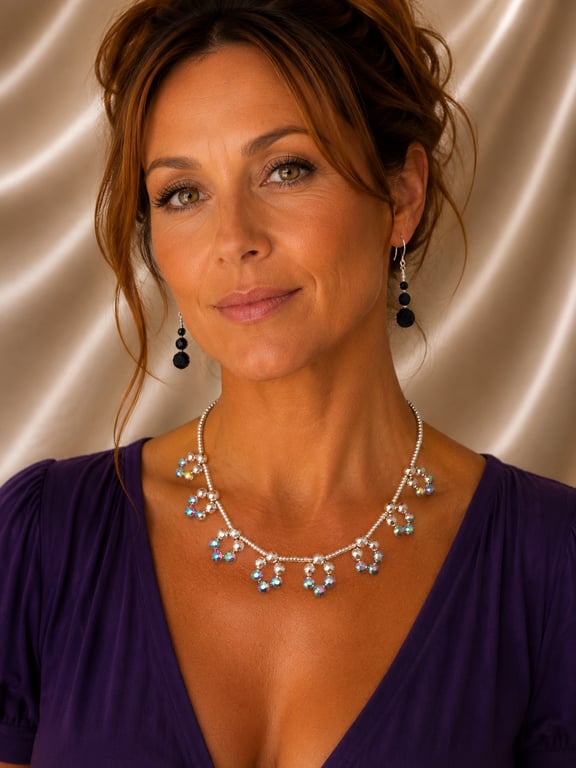 Multi coloured Haematite bead flower necklace