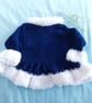 Hand Knitted Girls Navy Sparkle Peplum Cardigan with Faux Fur Trim Age 2-4 - Image 6